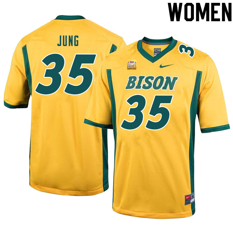 Women #35 Sam Jung North Dakota State Bison College Football Jerseys Sale-Yellow